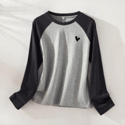 Jeanswest Z Pure Cotton Long-Sleeve T-Shirt for Women, Vintage Style, Autumn Inner Layer, Loose Fit, Slimming, Versatile Top X