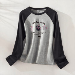 Jeanswest Z Autumn Pure Cotton Long-Sleeve T-Shirt for Women, Cool and Stylish, Autumn Inner Layer Base Shirt, Loose and Slimming Top X