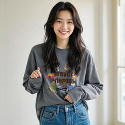 Jeanswest Z Pure Cotton Long-Sleeve T-Shirt for Women, Autumn Korean Style, Creative Design with a Cute Dog, Loose and Versatile Top X