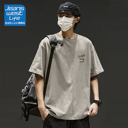 Jeanswest Life Heavyweight Short-Sleeve Men's T-Shirt Summer American Style Youth Men's Half-Sleeve Pure Cotton Top m