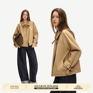 PUKI original short windbreaker design bow strap khaki jacket jacket