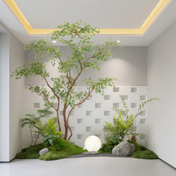 Large Artificial Green Plant Maple Tree Potted Landscaping Office Area Window Plant Arrangement Aisle Courtyard Fake Tree Decoration