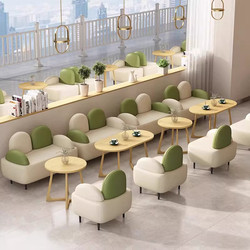 Trendy Cream-Style Milk Tea Shop with Wall-Mounted Booth Sofas, Coffee Shop Tables, Tea House Leisure Meeting and Reception Area Tables and Chairs