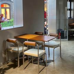 Cafe Milk Tea Shop Ocean-Style Dining Table Industrial Style Stainless Steel Simple Backrest Chair Commercial Snack Shop Table and Chairs