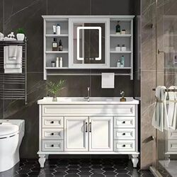 Ceramic Washbasin Cabinet Combination, Washbasin Cabinet Combination, Integrated Vanity, Bathroom Household Small Apartment Bathroom Cabinet