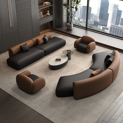 Office Hotel Lobby Reception Office Special-Shaped Sofa Coffee Table Combination Rest Reception Beauty Salon Curved Sofa