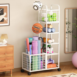 Home Fitness Equipment Storage Rack, Sports Bottle Dumbbell Rack, Foam Roller Yoga Mat Storage Rack, Movable Basketball Stand
