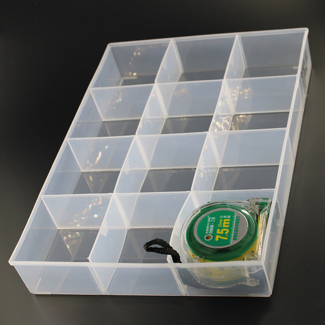 Plastic no -lid transparent separation screw parts storage box Classification tool box rectangular component compilation grid box