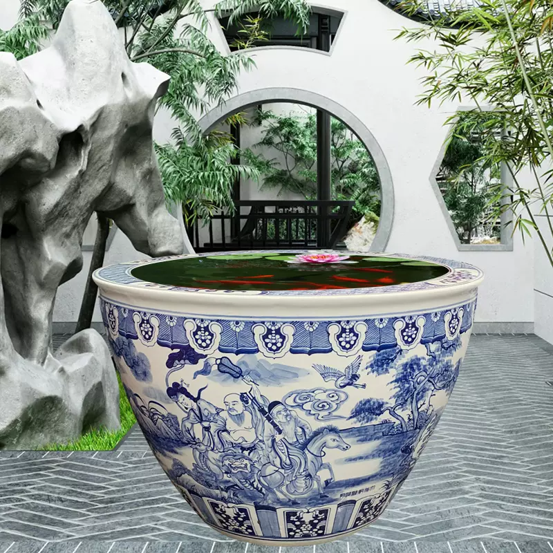 輕奢陶瓷金魚缸庭院室內大型開口式睡蓮荷花專用