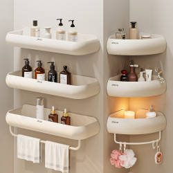 Japanese Imported Bathroom Shelf, Wall-Mounted, No-Drill, for Bathroom Sink, Shower Gel Storage Rack