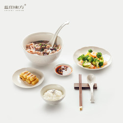 Blue-Print Oriental Jingdezhen Tableware, Household High-Temperature Ceramic Rice Bowl, Underglaze Color Bowl, Dish, Plate, Bowl and Plate, Housewarming Porcelain Bowl