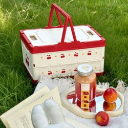 Outdoor Foldable Camping Box, Spring Outing Portable Picnic Basket, Household Large-Capacity Multi-Functional Storage Box for Miscellaneous Items and Snacks