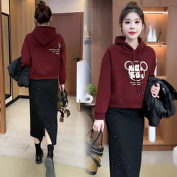 Petite Casual Hooded Sweatshirt for Women 2025 Spring and Autumn New Letter Print Hoodie Fashion Youthful Short Top
