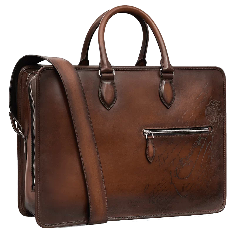 经典款】Berluti Deux Jours Scritto图纹皮革手提公文包