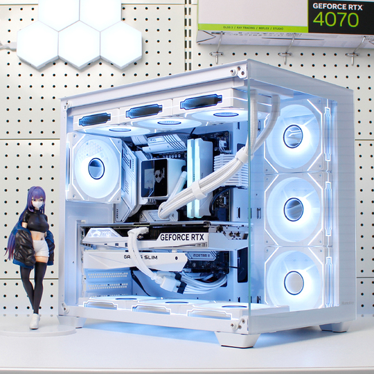 Huntkey S980 ATX 水冷PCケース - ホワイトパノラマビュー