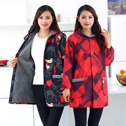 Winter Fleece-Lined Young Style Apron for Women 2025 New Thickened Sleeved Apron for Kitchen Household Use Women's Waterproof and Oil-Proof