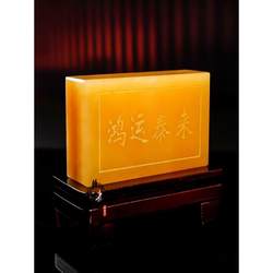 Natural Beige Jade Three-Piece Eight Auspicious Gold Brick Ornaments for Living Room, Entrance, Office Desk, Jade Carving Home Decoration Ornaments