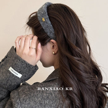 
Autumn and winter gold label wide-brimmed hair hoop for women 2025 new style