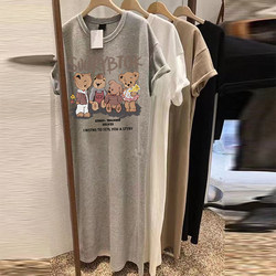 Dress 2026 New Style Women's Pure Cotton Loose Short-Sleeved Long T-Shirt Plus Size Slightly Chubby Long Dress Nightgown Women's Summer