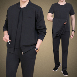 Middle-aged And Elderly Men's Sports Suits Spring And Autumn New Middle-aged Dad Spring Casual Sportswear Men's Three-piece Suit