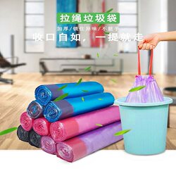 Thickened Garbage Bags, Portable Kitchen Large-Capacity Drawstring Plastic Bags, Household Cleaning Bags, Trash Cans