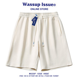 Wassup Issue Summer Solid Color Shorts Men's Trendy Straight Loose Sports Pants Men's Casual Pants Five-Point Pants