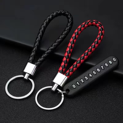 Anti-Lost Keychain, Hand-Woven Rope, Car Phone Number Plate, Creative Gift Key Pendant