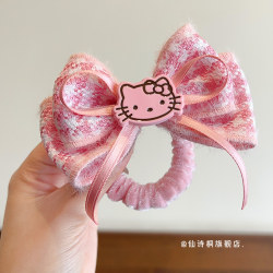 Children's Hair Ties 2025 New Cute Cartoon Kt Cat Bow Hair Ties Baby Ponytail Bun Hair Accessories
