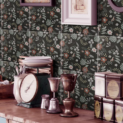 French-Style Retro Floral Tiles for Decoration, 300 Wall Tiles for Bathroom, Balcony, Dining Room, Cozy Ceramic Tiles, Non-Slip Floor Tiles