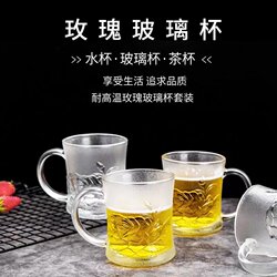ins Glass Cups Water Cup Set for Home Use, High Temperature Resistant with Handle, Living Room Drinking Cup, Tea Cup, Transparent and Simple
