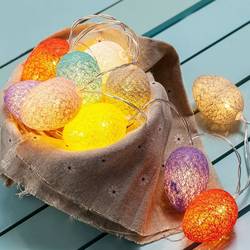 2023 New Cross-border Easter Egg Light String Thai Cotton Thread Ball Small Colored Light Battery Colored Egg-shaped Light