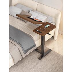 Solid Wood Bedside Table, Movable Laptop Table, Adjustable Desk, Bedroom Home Use, Foldable Small Bed Table