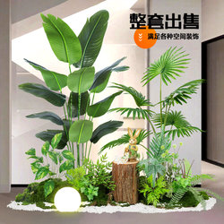 Artificial Plant Landscaping Combination for Indoor Landscape Design, Mall Window Decoration, Tropical Fake Green Plants, and Ambiance-Enhancing Ornaments