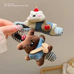 2025 New Fun Cute Bear Duckbill Clip Half-Tied One-Word Clip Women's Back Head Hair Shark Clip Hair Accessory