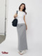 Liilou Athflow Contrast logo print Curled slit straight long skirt