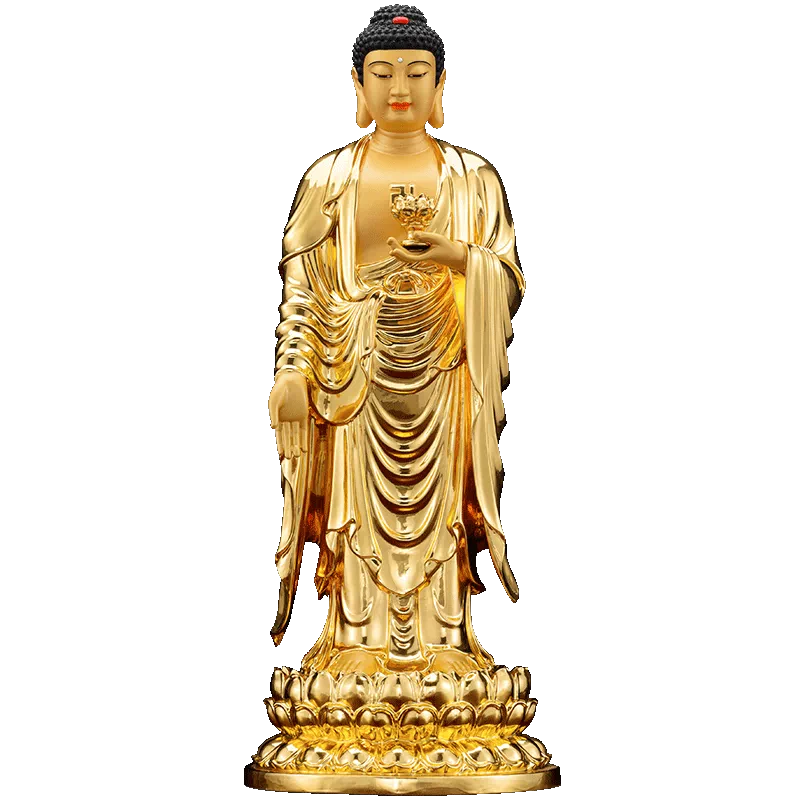 ◇錵◇ 中国古玩 銅製 阿弥陀如来像 18cm 805g 鍍金仏 金銅仏 仏像