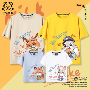 
Crazy Zoo City Parent-child outfit, a family of three and four, a special mother-daughter style, pure cotton short-sleeved T-shirt for summer trip