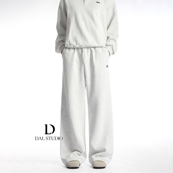 
DAL American gray loose wide-leg sweatpants for men 2026 spring and autumn new elastic waist drape sports casual pants