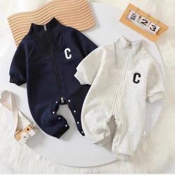 New Baby Jumpsuit for Autumn and Winter, Fleece-Lined, Suitable for Both Boys and Girls, Warm Outerwear for Babies Aged 0-18 Months, Newborn Clothing