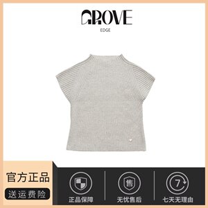 [Ready Stock] GROVE EDGE Korean niche eight-cup solid color commuter pullover half turtleneck short-sleeved sweater for women