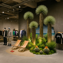 Outdoor Camping Style Simulated Green Plant Landscaping Combination Barbecue Restaurant Window Decoration Staircase Corner Artificial Tree Ornaments