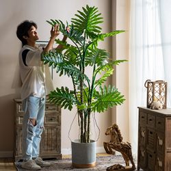 High-End Artificial Green Plant, Luxury Living Room Indoor Monstera Potted Decoration, Simulated Plant Landscaping