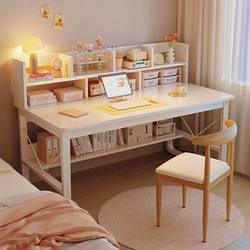 Desk and Bookshelf Integrated Computer Desk for Small Apartments, Bedroom Home Workstation, Simple Student Writing and Study Desk