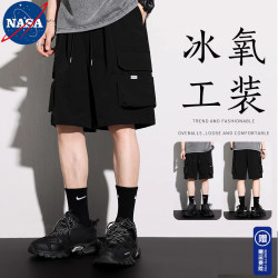 NASA American cargo shorts men's summer