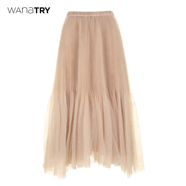 
wana try fashionable casual long skirt 2025 summer new cinnamon pink fairy-like pleated skirt