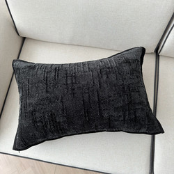 Wabi-Sabi Style Retro Lumbar Pillow Fabric Sofa Cushion High-End Pillowcase Without Insert Rectangular Large Lumbar Cushion Black