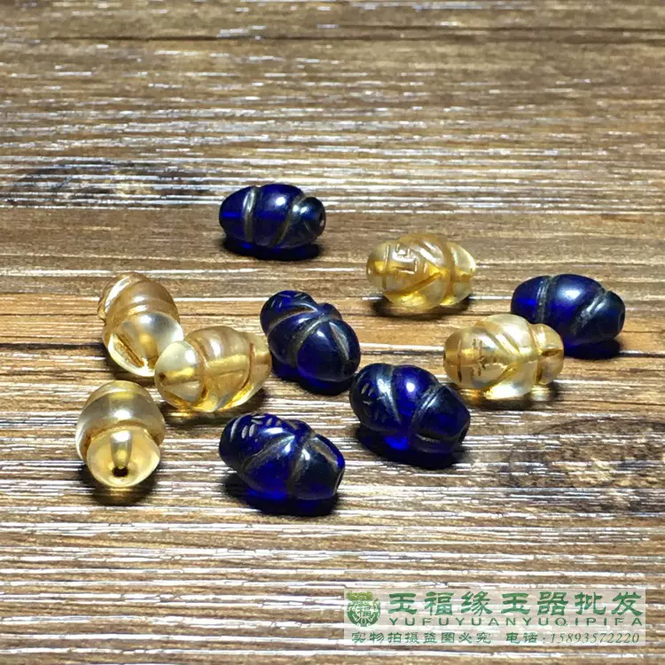 清・古多宝天珠・琉璃配珠・風化紋・手串・箱付』極細工・骨董品・古賞