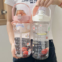 High-looking water cup, summer season, super large capacity sports water bottle, portable fitness straw, bucket, space cup