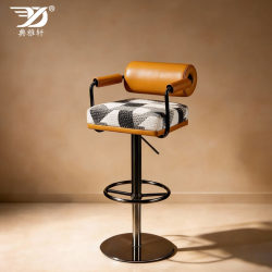 Italian-Style Light Luxury Bar Chair, Adjustable and Rotating Bar Chair, Cashier Counter High Chair, Balcony Leisure Armchair