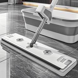 Mop for Home Use, One-Step Cleaning, No Hand Washing Required, with Bucket, Enlarged Lazy Mop, Flat Mop with Automatic Dehydration